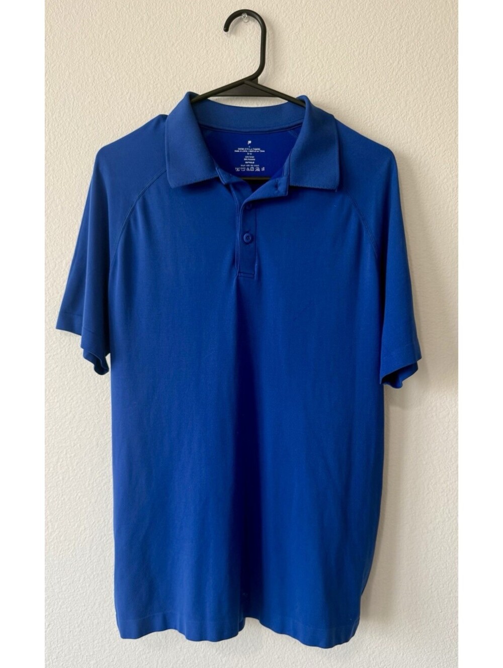 Fabletics Men’s Blue Short Sleeve Polo | Collared Button | Poly/Spandex | M